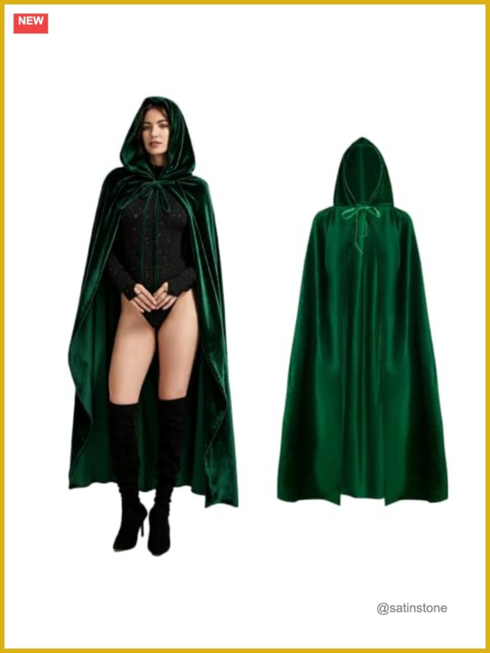 Velvet Hooded Cape Cloak Unisex Adult Halloween Cosplay Costume